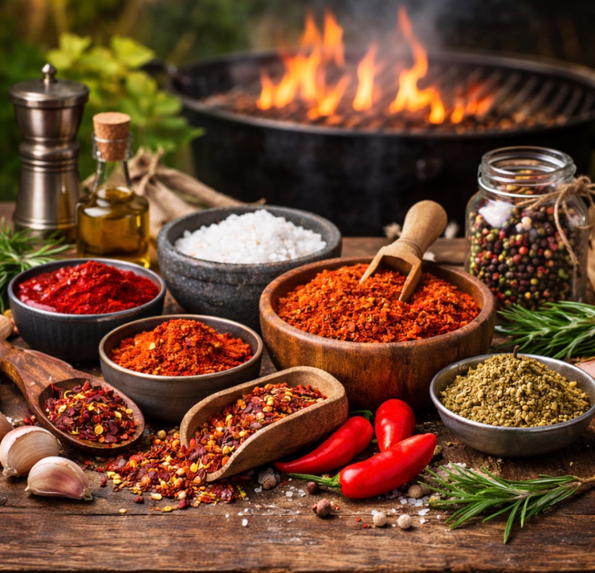 Rubs, die nach Feuer schmecken